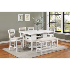 Wendy White Counter Height Dining Bench - Ornate Home