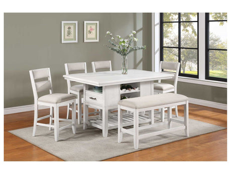 Wendy White Counter Height Dining Room Set / 6pc - Ornate Home