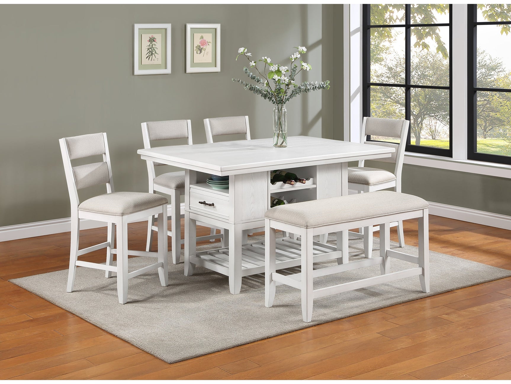 Wendy White Counter Height Dining Set - Ornate Home