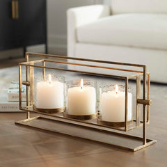 Wenman Gold Triple Candleholder - Ornate Home