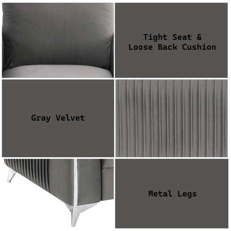 Wenona Gray Velvet Chair - Ornate Home