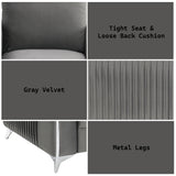 Wenona Gray Velvet Loveseat - Ornate Home