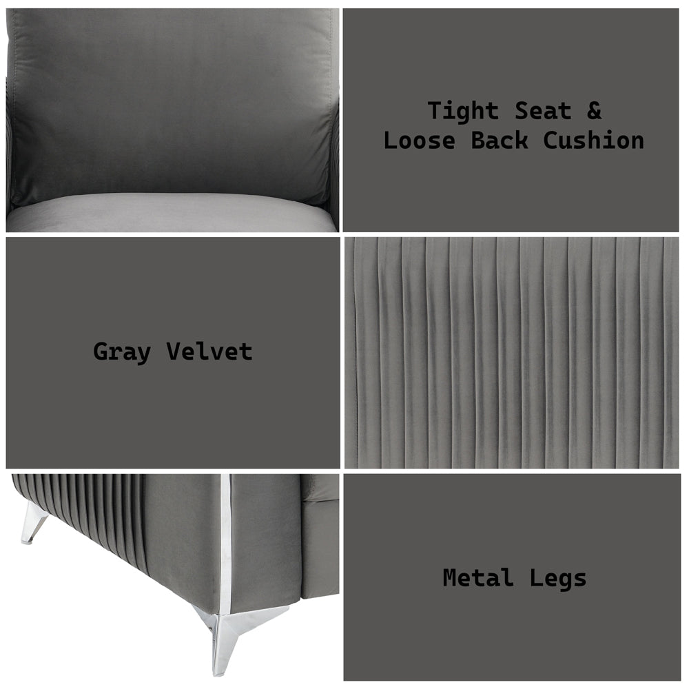 Wenona Gray Velvet Loveseat - Ornate Home