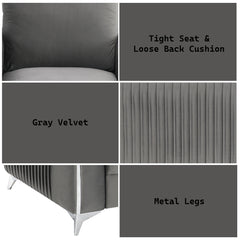 Wenona Gray Velvet Loveseat - Ornate Home