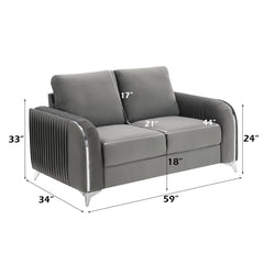 Wenona Gray Velvet Loveseat - Ornate Home