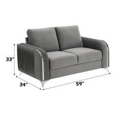 Wenona Gray Velvet Loveseat - Ornate Home