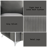 Wenona Gray Velvet Loveseat - Ornate Home