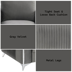 Wenona Gray Velvet Loveseat - Ornate Home