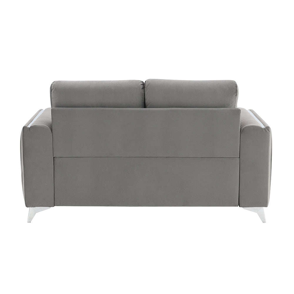 Wenona Gray Velvet Loveseat - Ornate Home