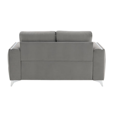 Wenona Gray Velvet Loveseat - Ornate Home