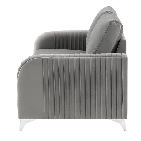 Wenona Gray Velvet Loveseat - Ornate Home