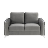 Wenona Gray Velvet Loveseat - Ornate Home