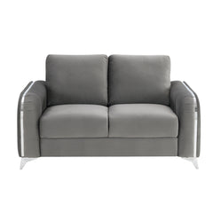 Wenona Gray Velvet Loveseat - Ornate Home