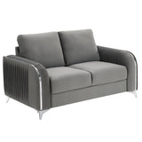 Wenona Gray Velvet Loveseat - Ornate Home