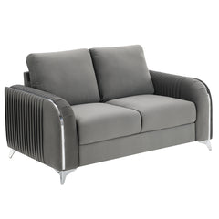 Wenona Gray Velvet Loveseat - Ornate Home