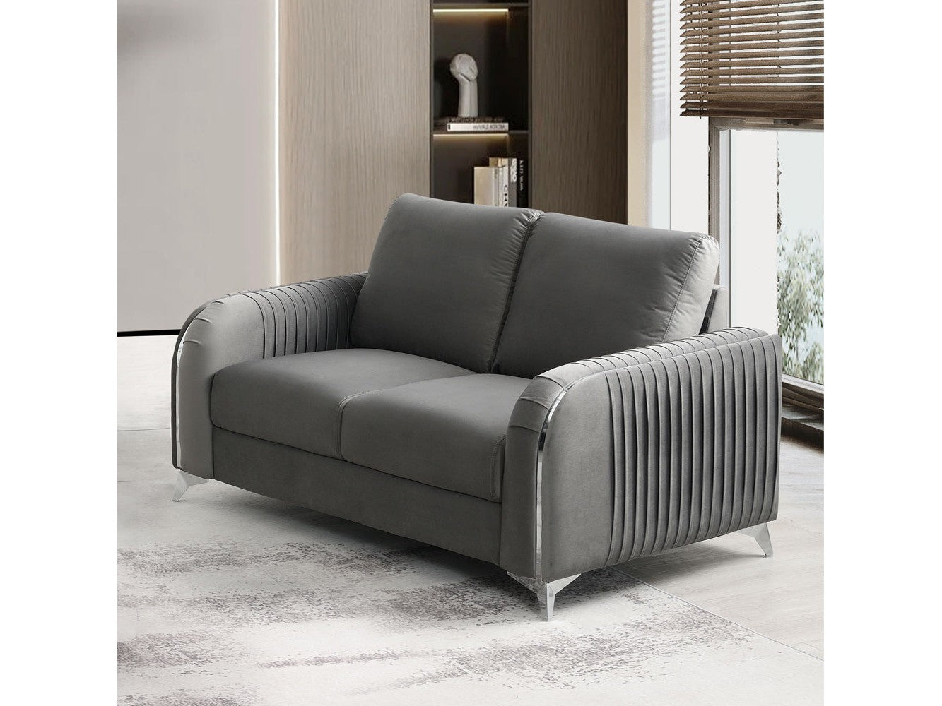 Wenona Gray Velvet Loveseat - Ornate Home