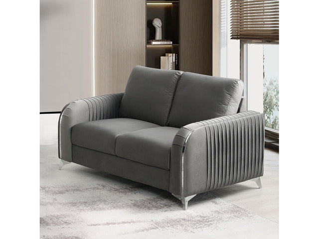 Wenona Gray Velvet Loveseat - Ornate Home