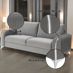 Wenona Gray Velvet Sofa - Ornate Home