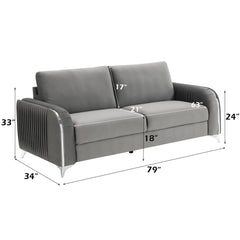 Wenona Gray Velvet Sofa - Ornate Home