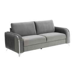 Wenona Gray Velvet Sofa - Ornate Home