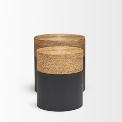 Wenopa Matte Black/Natural Wood Jute Accent Tables - Ornate Home