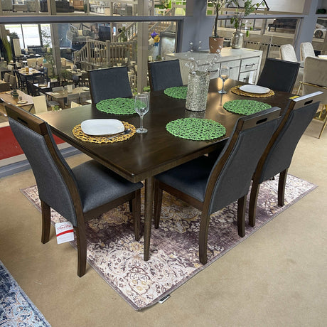 Wes Grey & Dark Walnut  7pc Rectangular Dining Room Set - Ornate Home