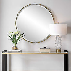 Wesley Brass Round Mirror - Ornate Home