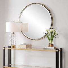 Wesley Brass Round Mirror - Ornate Home