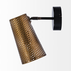 Wesley Gold Perforated Metal Cone Wall Sconce - Ornate Home