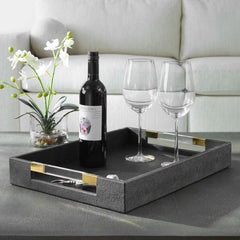 Wessex Black Shagreen Tray - Ornate Home
