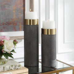 Wessex Gray Candleholders (Set of 2) - Ornate Home