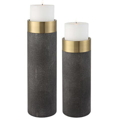 Wessex Gray Candleholders (Set of 2) - Ornate Home