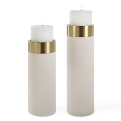 Wessex White Pillar Candleholders (Set of 2) - Ornate Home