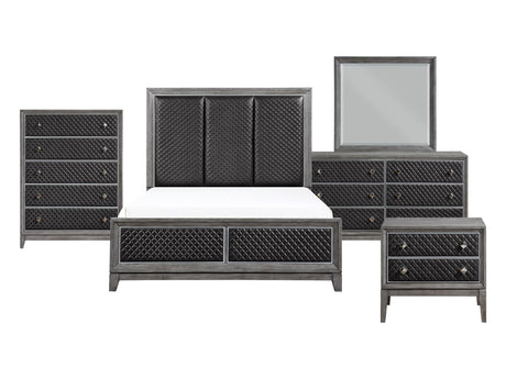 West End Gray/Wire-Brushed Gray 5-Piece Queen Bedroom Set - Ornate Home