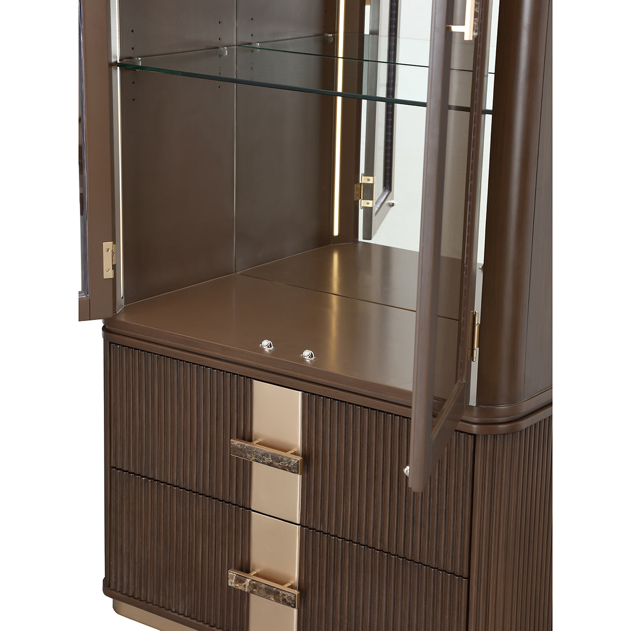 West Kensington Medium Espresso Display Cabinet - Ornate Home