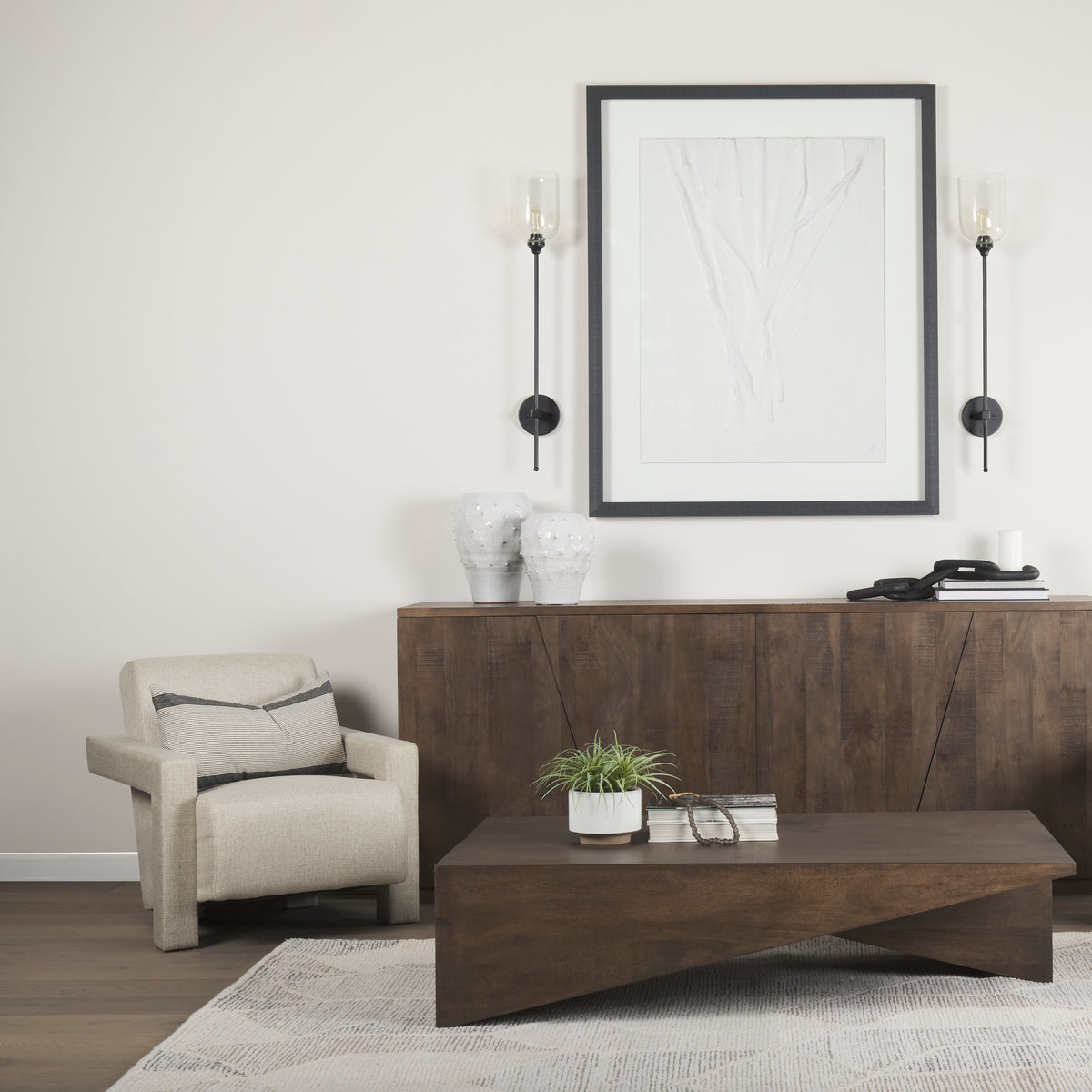 West Medium Brown Wooden Angled Coffee Table - Ornate Home