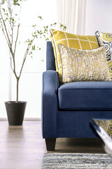West brompton Navy/Yellow Sofa & Loveseat - Ornate Home