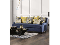 West brompton Navy/Yellow Sofa - Ornate Home