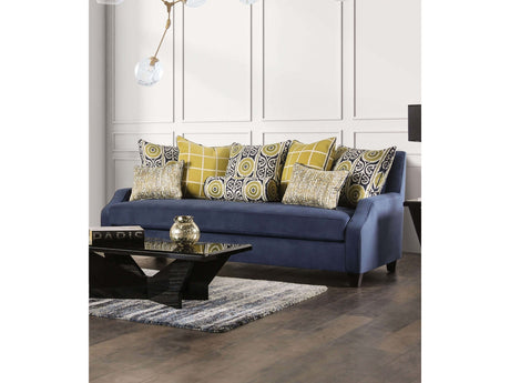 West brompton Navy/Yellow Sofa - Ornate Home