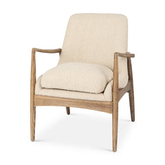 Westan Cream/Light Brown Boucle Fabric Wood Accent Chair - Ornate Home