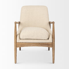 Westan Cream/Light Brown Boucle Fabric Wood Accent Chair - Ornate Home