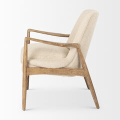 Westan Cream/Light Brown Boucle Fabric Wood Accent Chair - Ornate Home