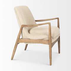 Westan Cream/Light Brown Boucle Fabric Wood Accent Chair - Ornate Home