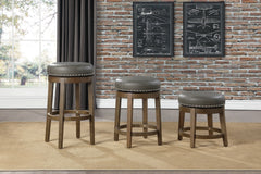 Westby Gray/Brown Round Swivel Counter Height Stool (Set of 2) - Ornate Home