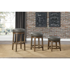 Westby Gray/Brown Round Swivel Counter Height Stool (Set of 2) - Ornate Home