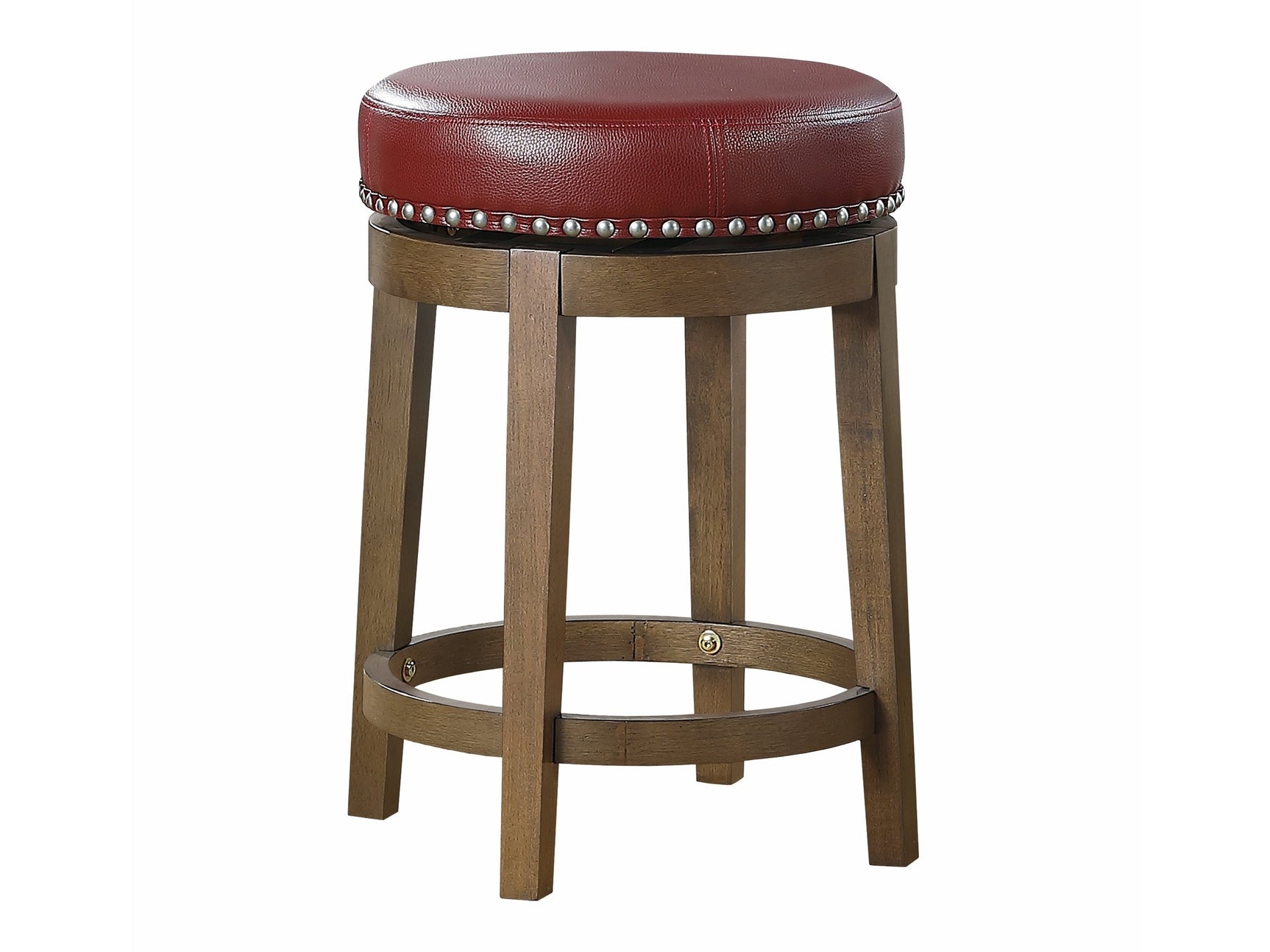Westby Red/Brown Round Swivel Counter Height Stool (Set of 2) - Ornate Home
