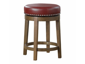Westby Red/Brown Round Swivel Counter Height Stool (Set of 2) - Ornate Home