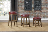 Westby Red/Brown Round Swivel Counter Height Stool (Set of 2) - Ornate Home