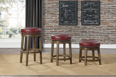 Westby Red/Brown Round Swivel Counter Height Stool (Set of 2) - Ornate Home