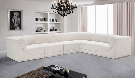 Westcoast Cream 128" Boucle Fabric Upholstered 6pc. Modular Sectional - Ornate Home